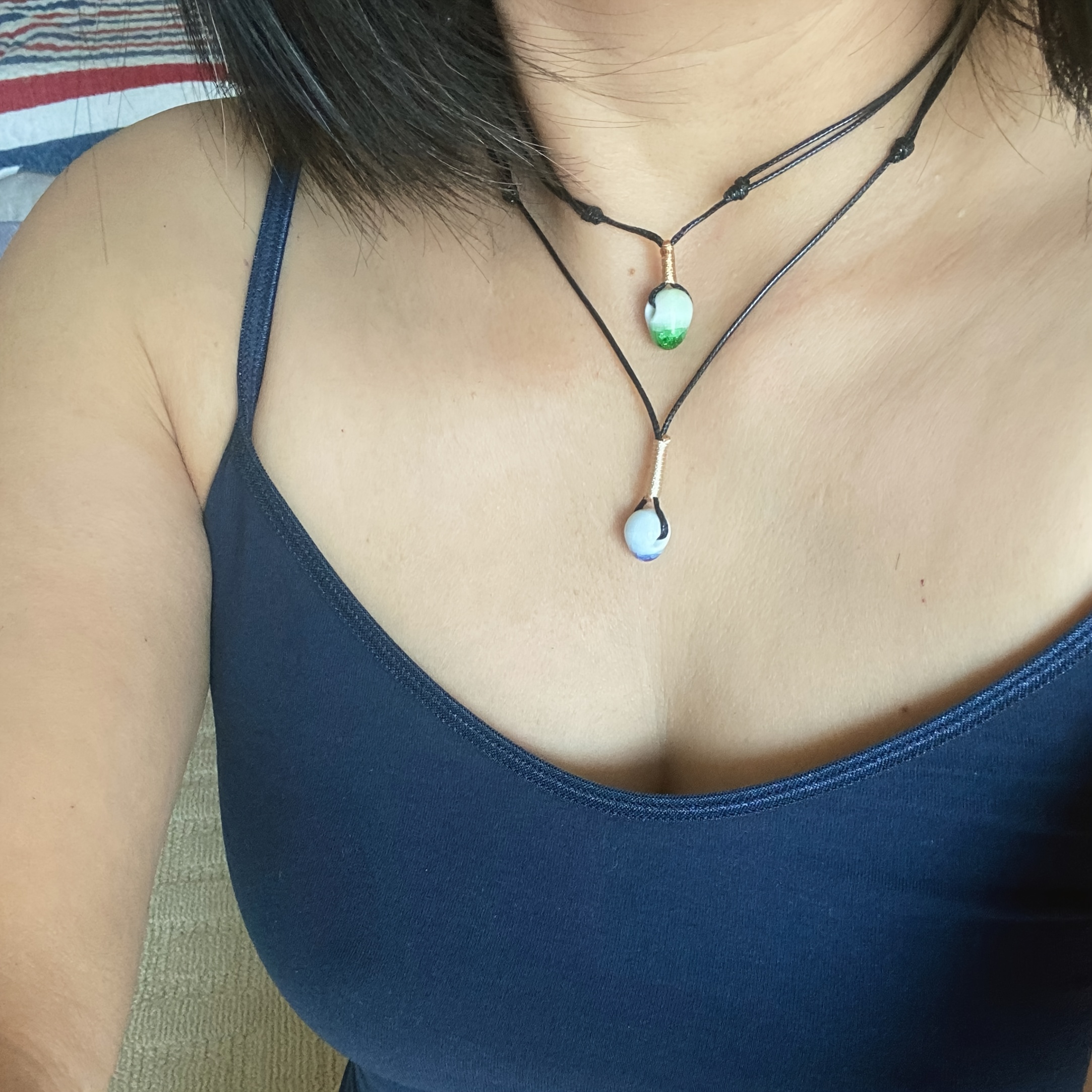 Handcrafted Teardrop Ceramic Necklace Retro Forest Style Pendant